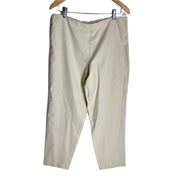 Eileen Fisher Womens High Rise Elastic Waist Silk Blend Pants Ivory Size Large - Picture 1 of 9